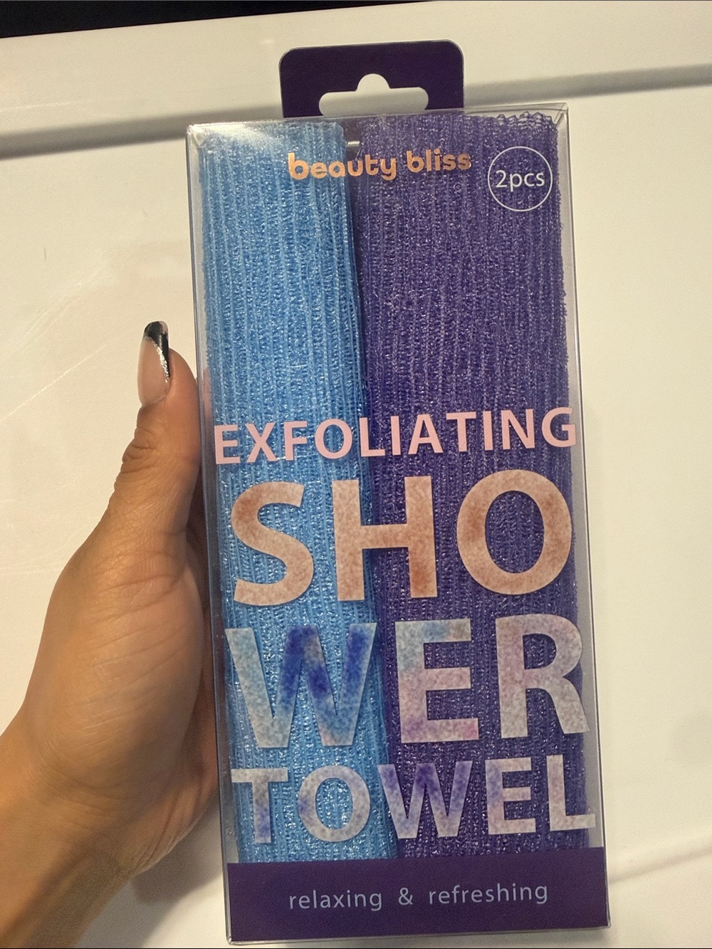 Exfoliating Shower Towel - Blue & Purple